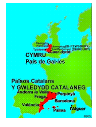 map o gymru a'r gwledydd catalaneg (map_cymru_pc_drenewydd_050112)