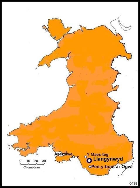 A map of wales with orange areas

Description automatically generated
